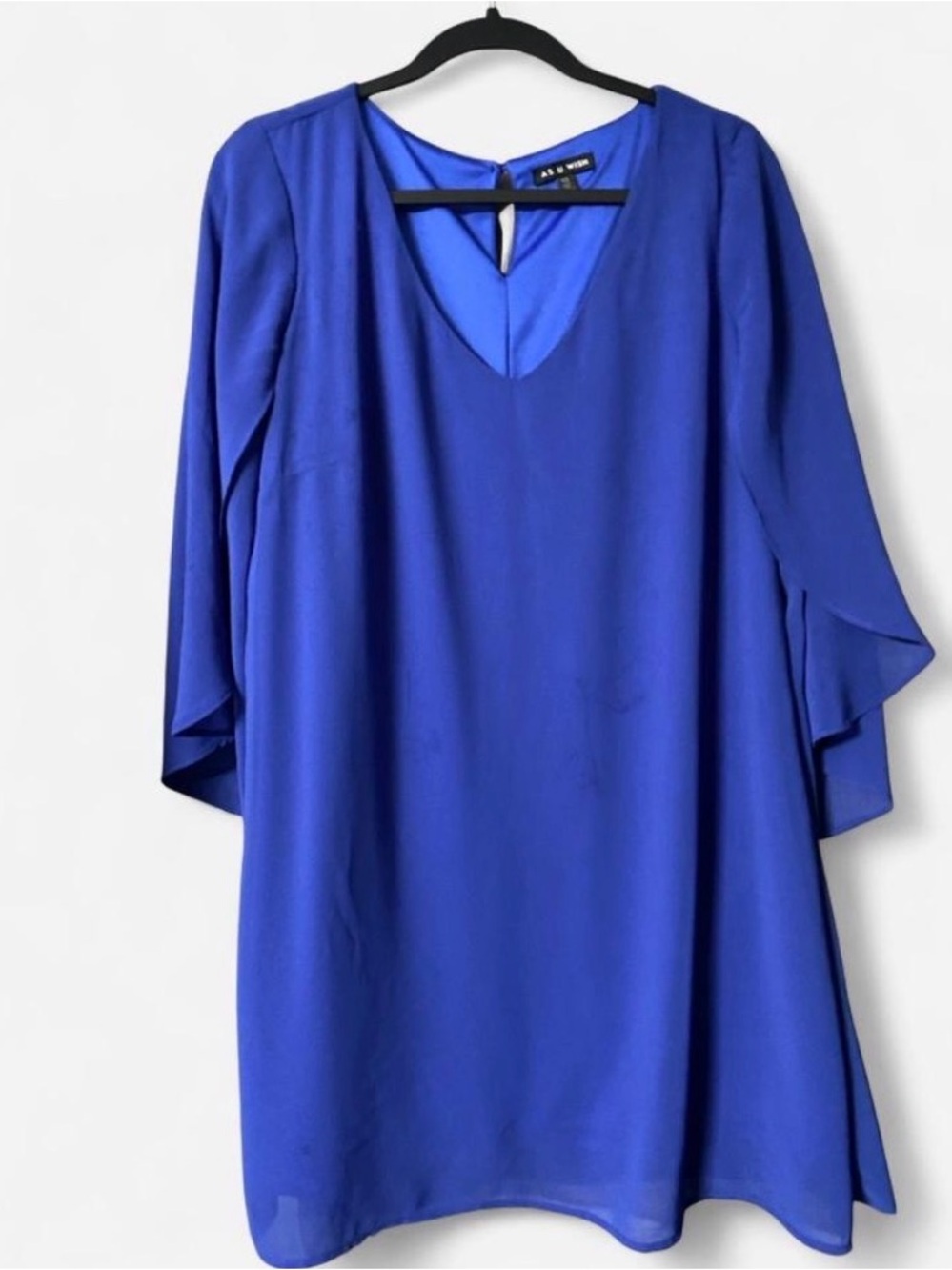 As U Wish Cobalt Blue Long Sleeve Shift Dress